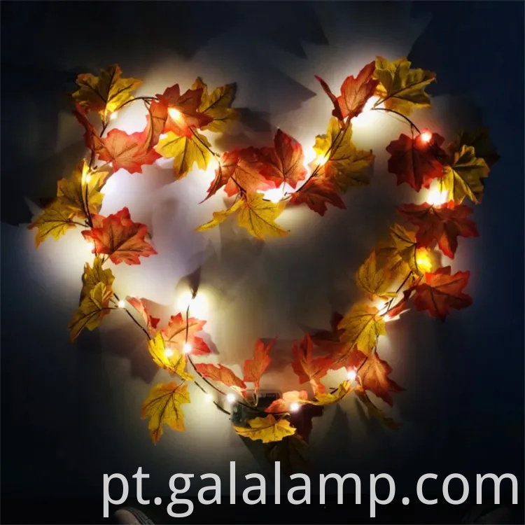 Luzes de cordas de folha de bordo quente e acolhedor para decoração de casa